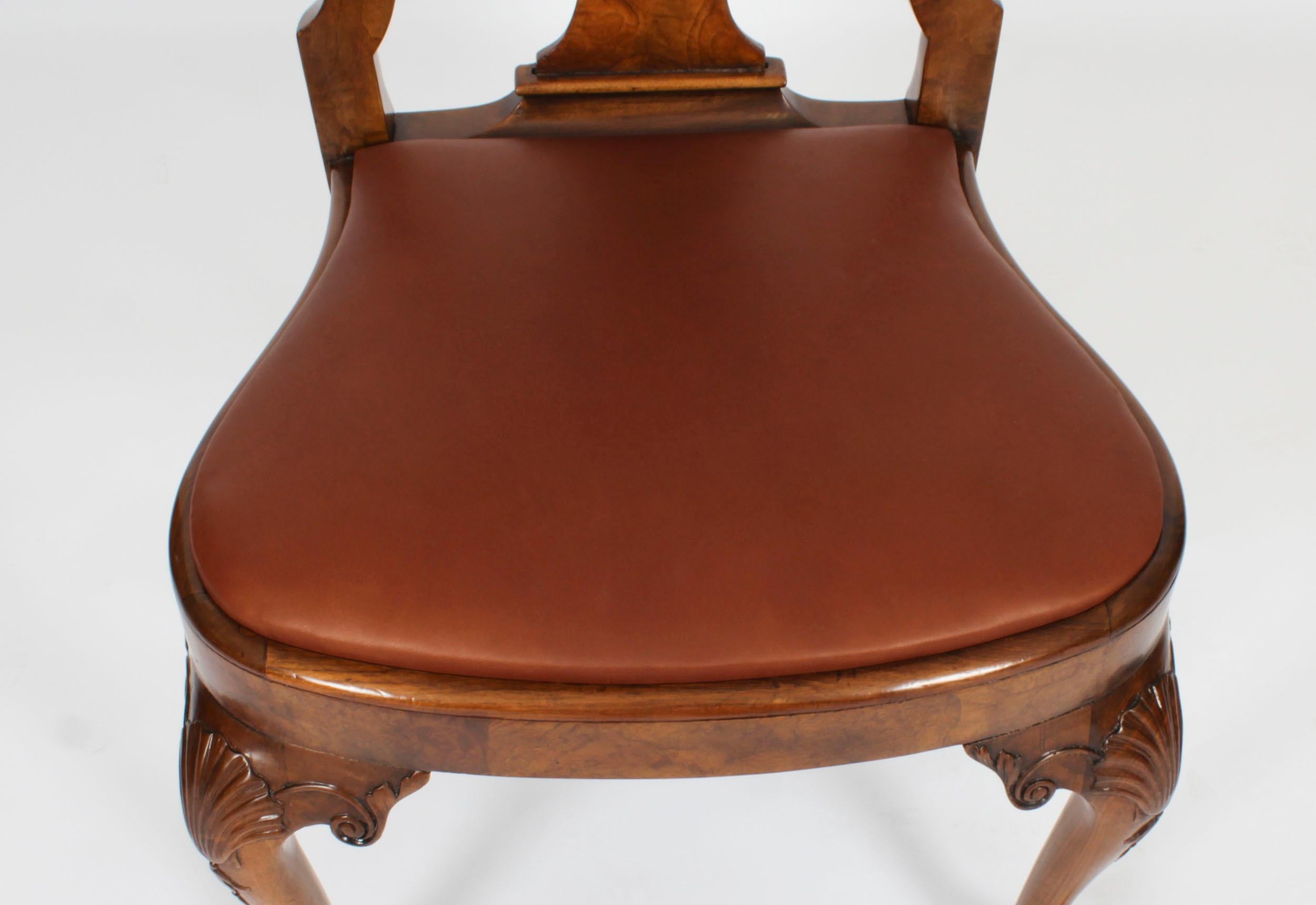Antique Regency Twin Pillar Dining Table 19th C & 8 Queen Anne Chairs 13