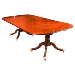 Antique Regency Twin Pillar Flame Mahogany Dining Table C1820 19th Century