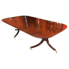Antique Regency Twin Pillar Mahogany Dining Table 19th Century