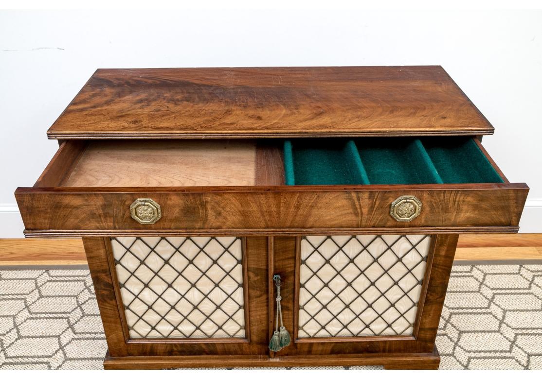 Antique Regency Style Grid Front Cabinet 9
