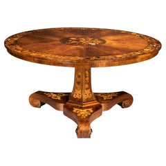 Antique Regency Walnut and Marquetry Dining Table