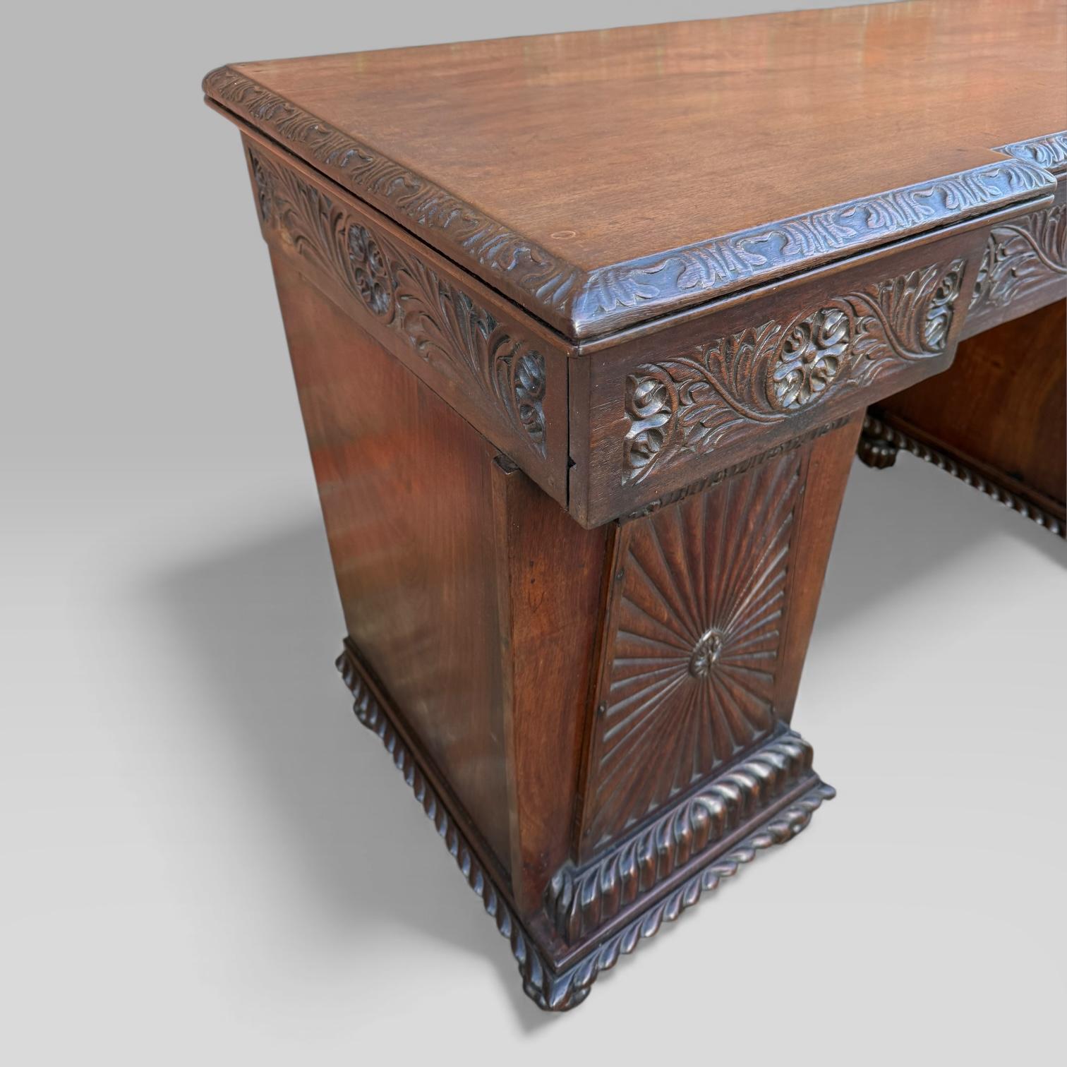 Antique Regency/William IV Anglo-Indian Padouk Carved Sideboard or Desk For Sale 10