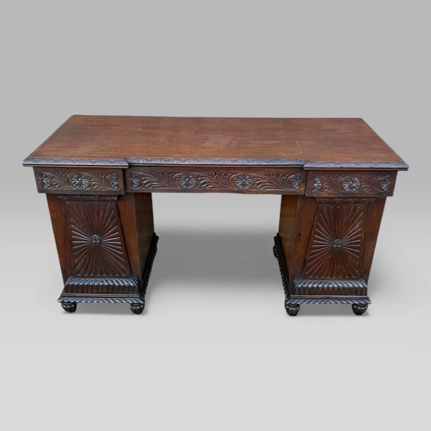 Antique Regency/William IV Anglo-Indian Padouk Carved Sideboard or Desk For Sale 13