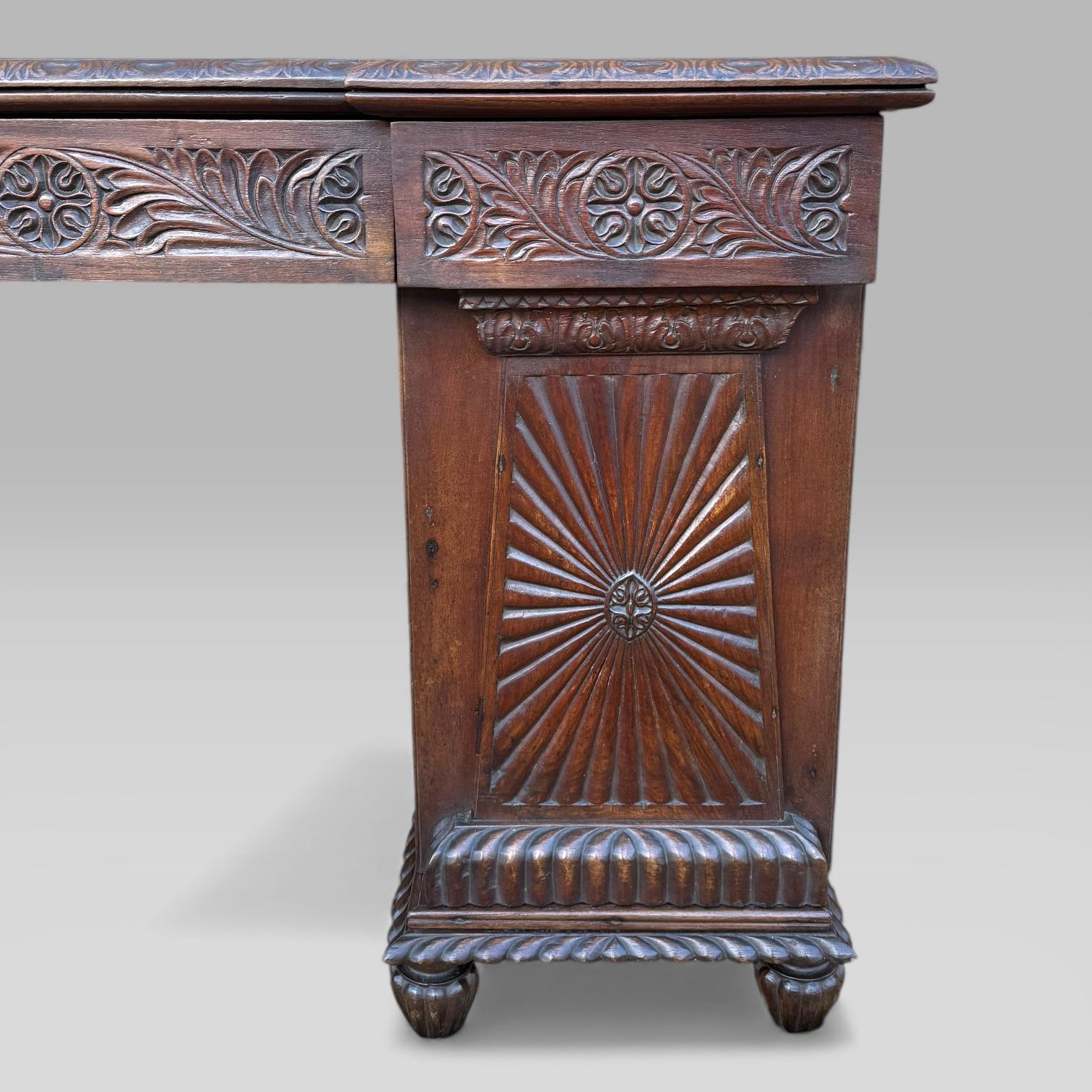 Antique Regency/William IV Anglo-Indian Padouk Carved Sideboard or Desk For Sale 2