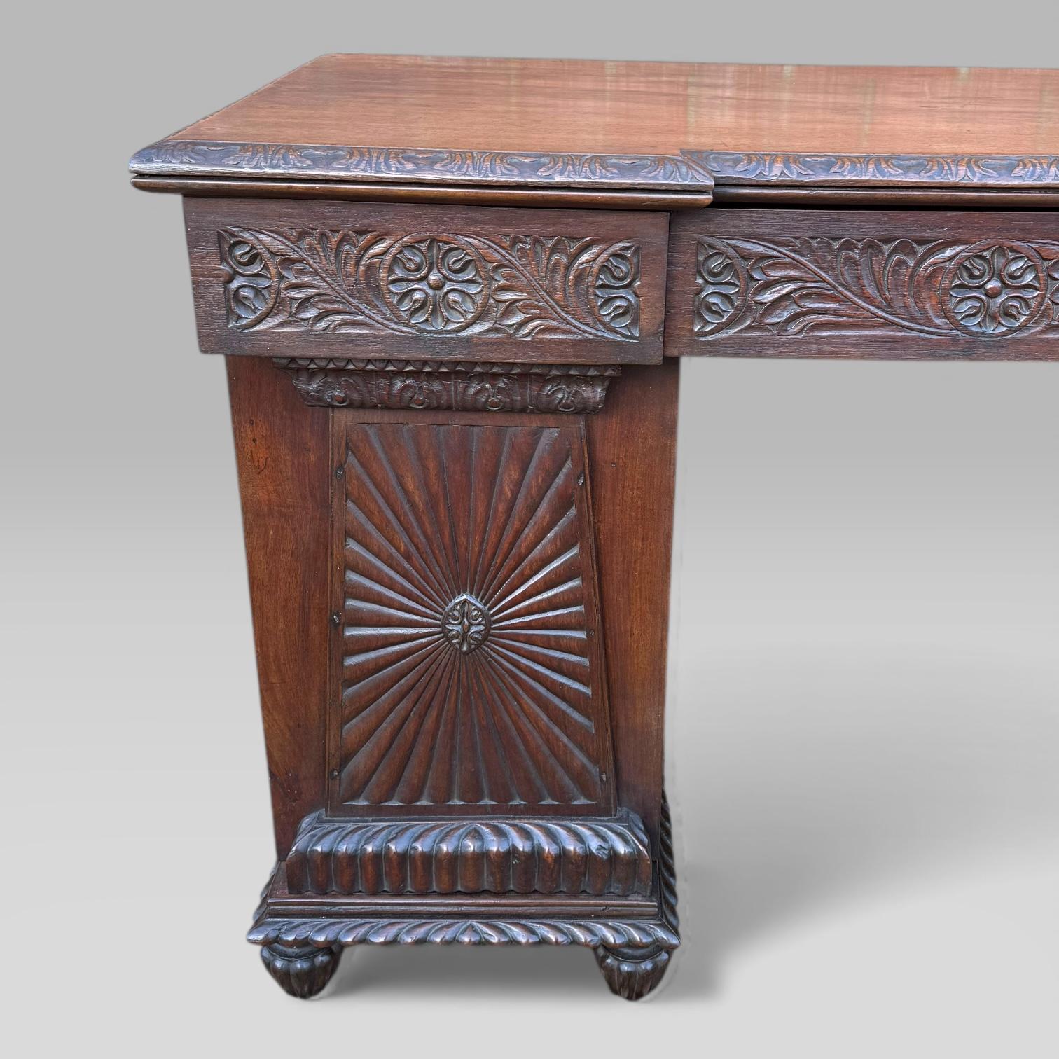 Antique Regency/William IV Anglo-Indian Padouk Carved Sideboard or Desk For Sale 3