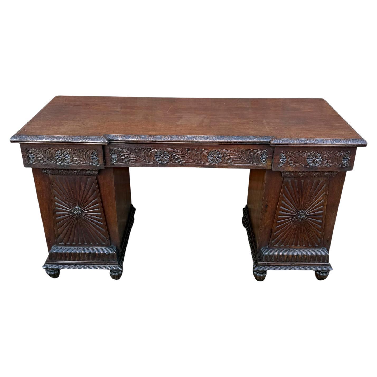 Antique Regency/William IV Anglo-Indian Padouk Carved Sideboard or Desk