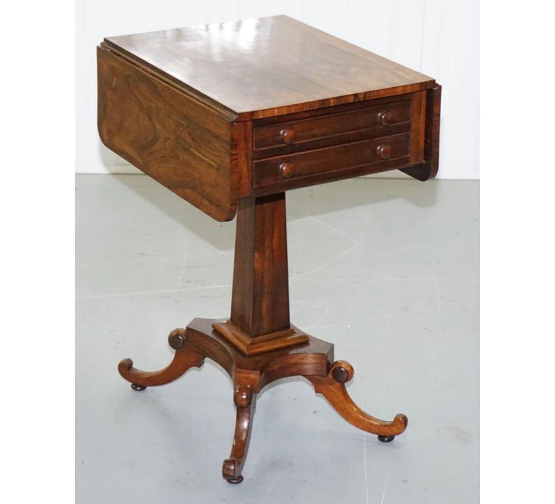 Victorian Antique Regency Work Table with Drop Leaves and Two Drawers For Sale