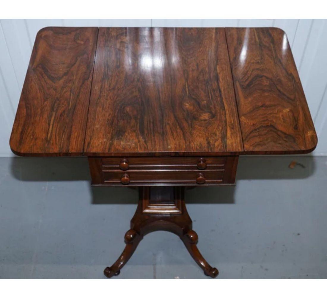 British Antique Regency Work Table with Drop Leaves and Two Drawers For Sale