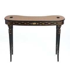 Antique Regency Writing Table Desk Birds Eye Maple Kidney Shape