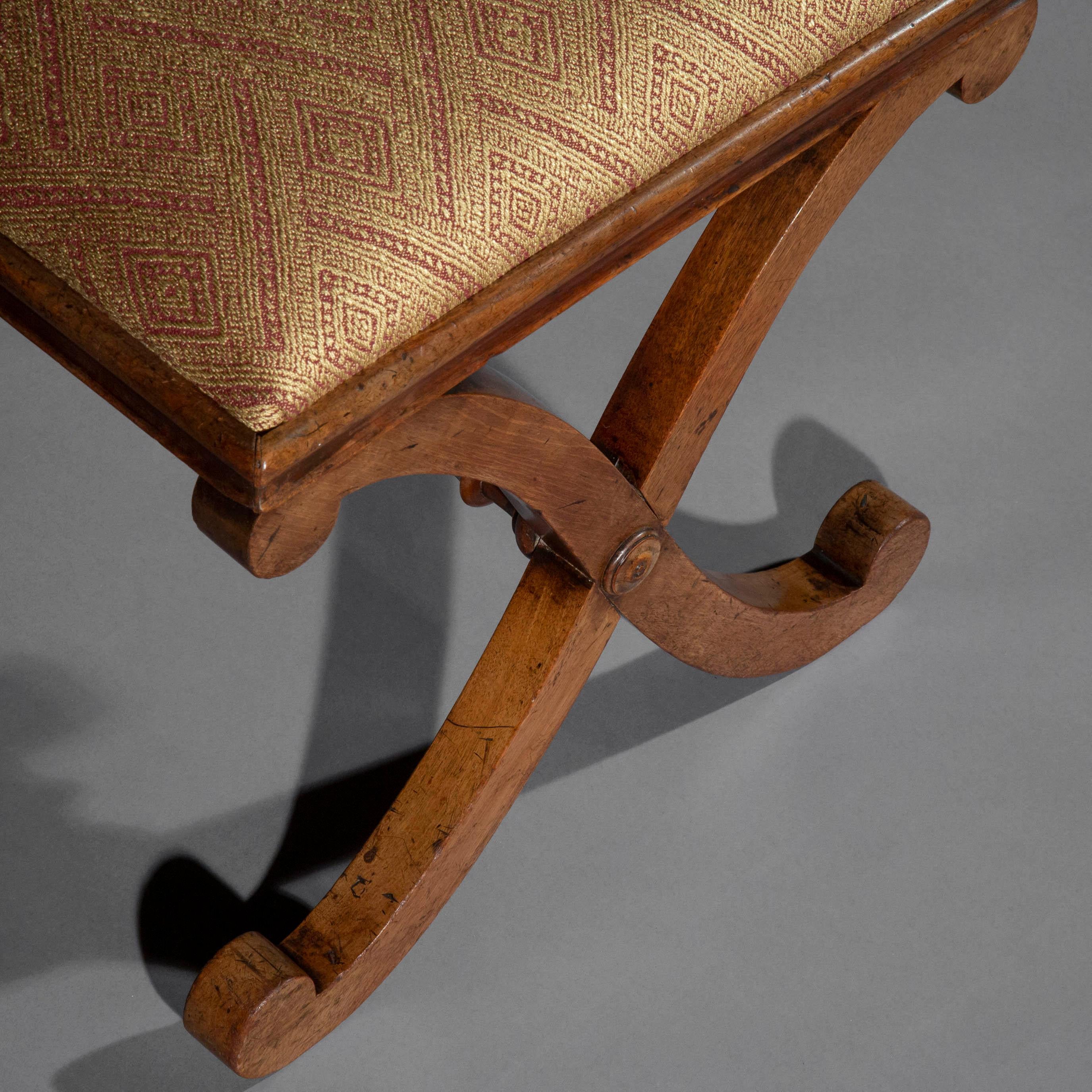 English Antique Regency X-Frame Stool