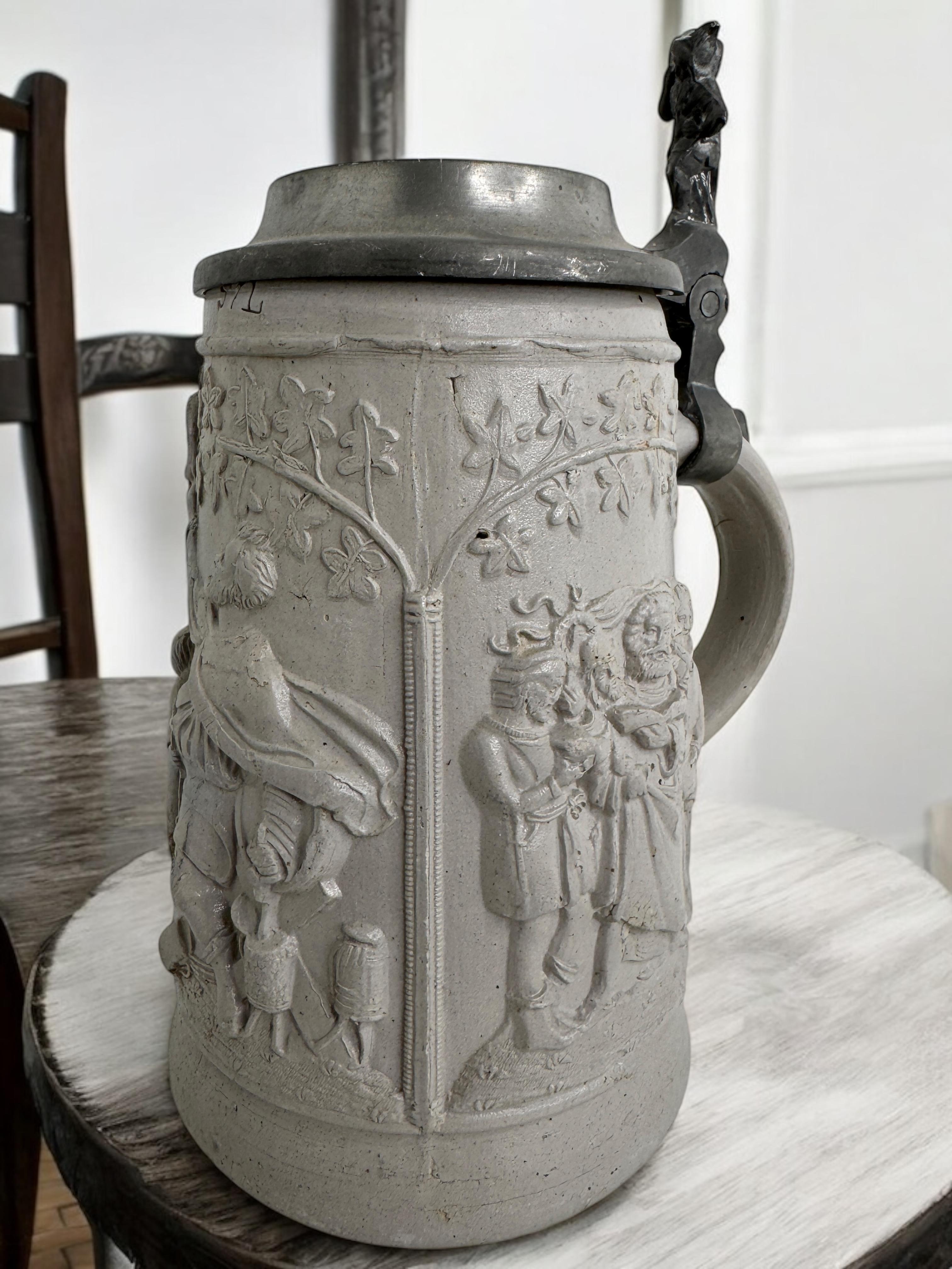 Antigua Cerveza de 1 Litro con Tapa de Cerveza de Regensburg Stein Gnome Rest, 1880s o más antigua en venta 12