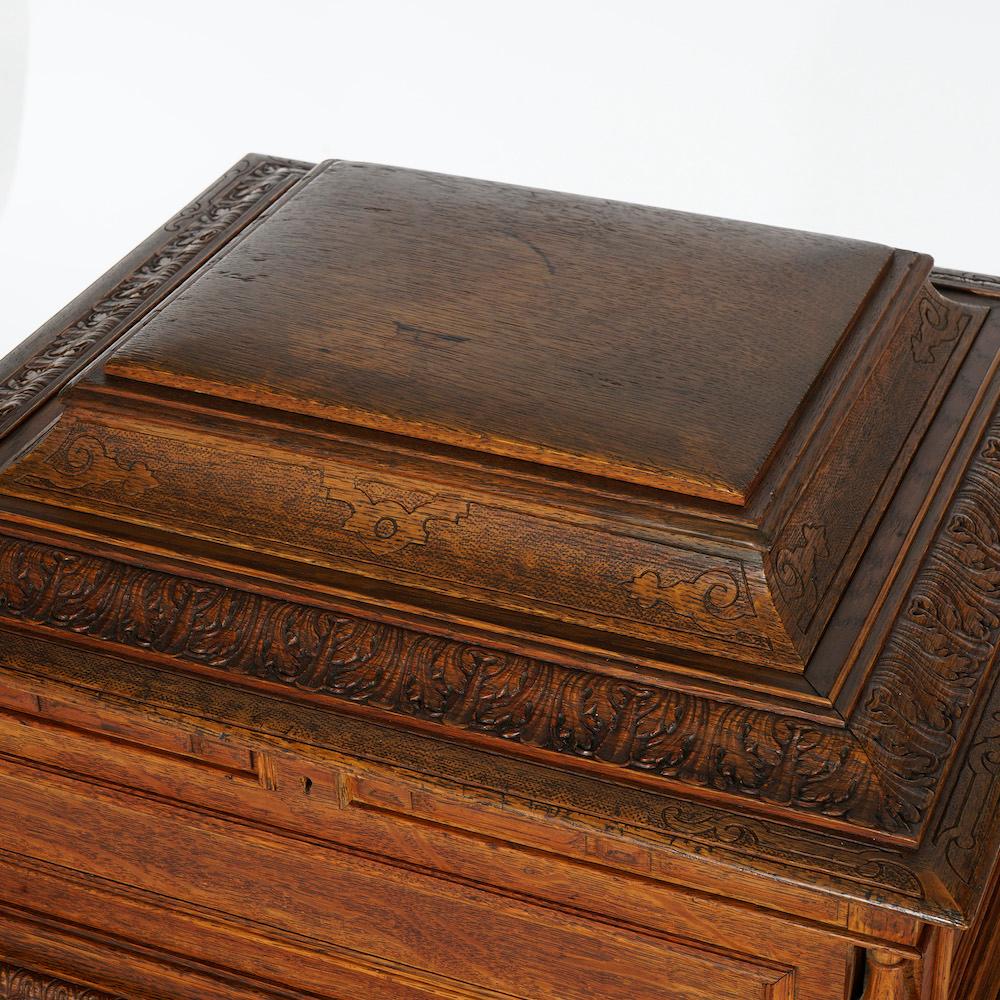 Antique Regina Carved Oak Music Box with Custom Cabinet & Discs, c1890 8