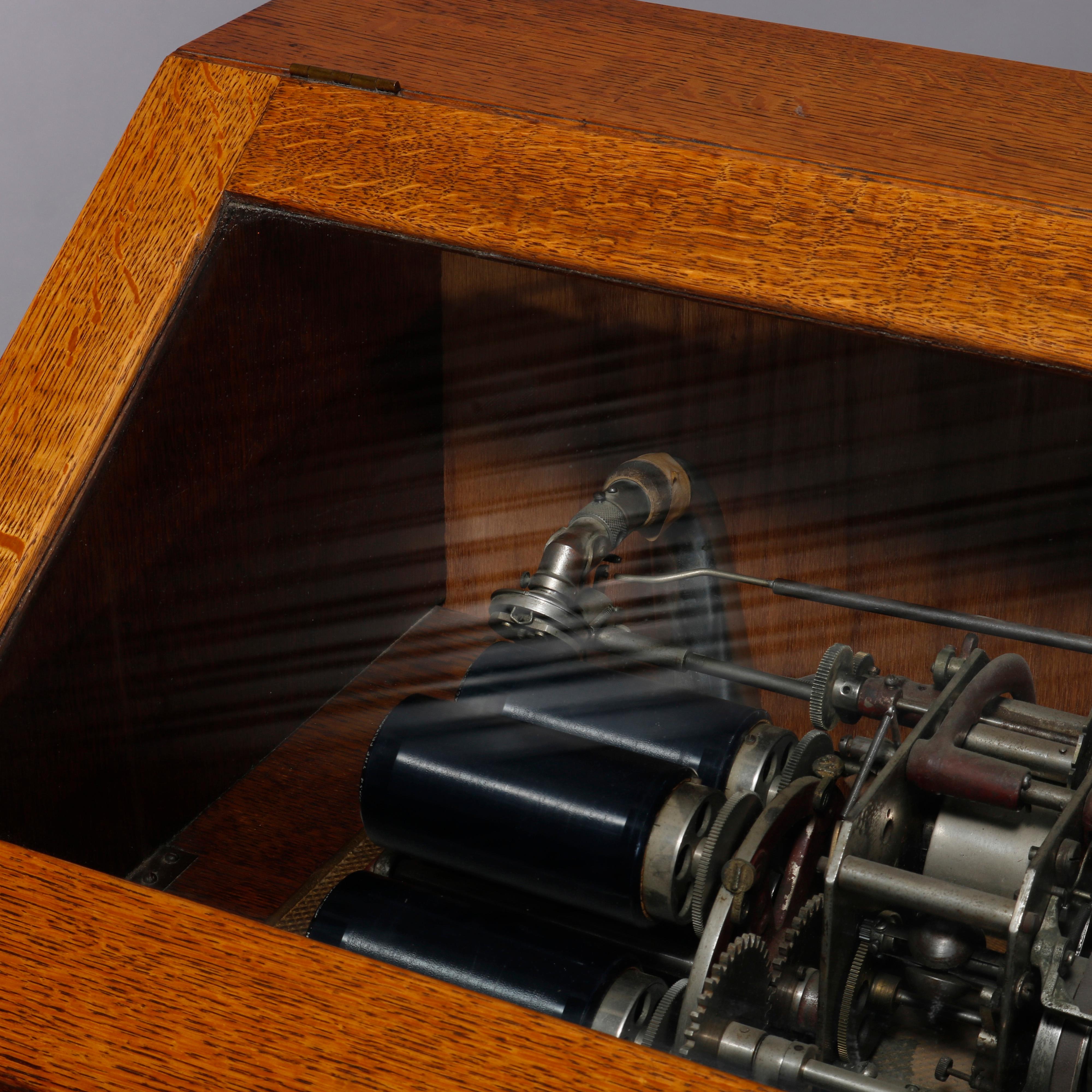 American Antique Regina Hexaphone Coin Operated Working Cylinder Music Box, Circa 1900
