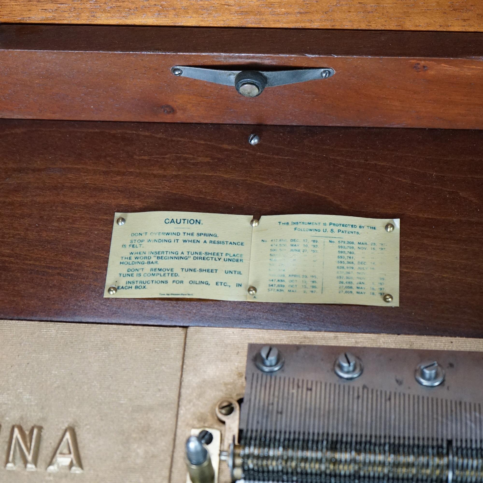 Antique Regina Mahogany Inlaid Music Box with 5 Discs, Serial #55116, 19th C 6