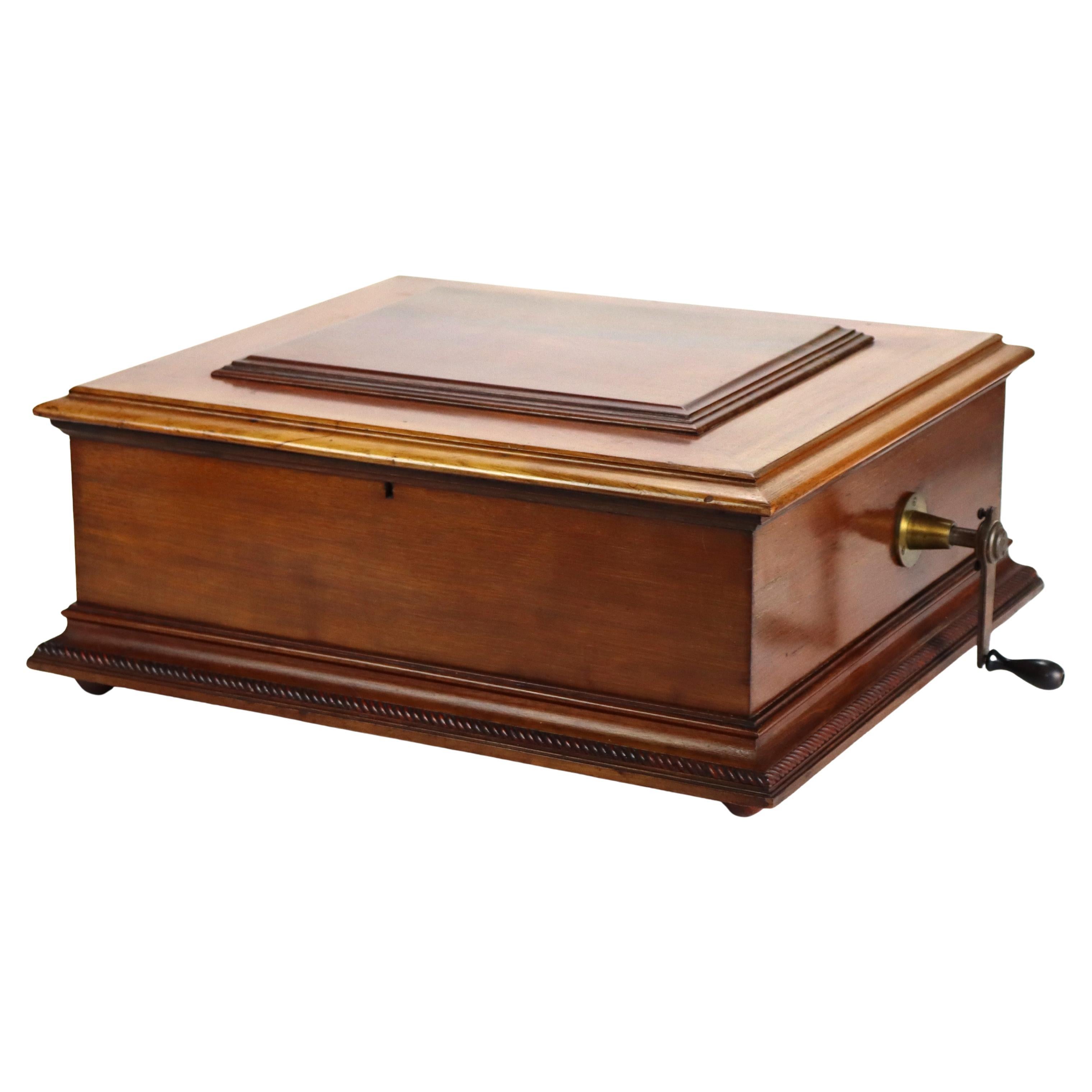 Antique Regina Mahogany Music Box With Disks C1890