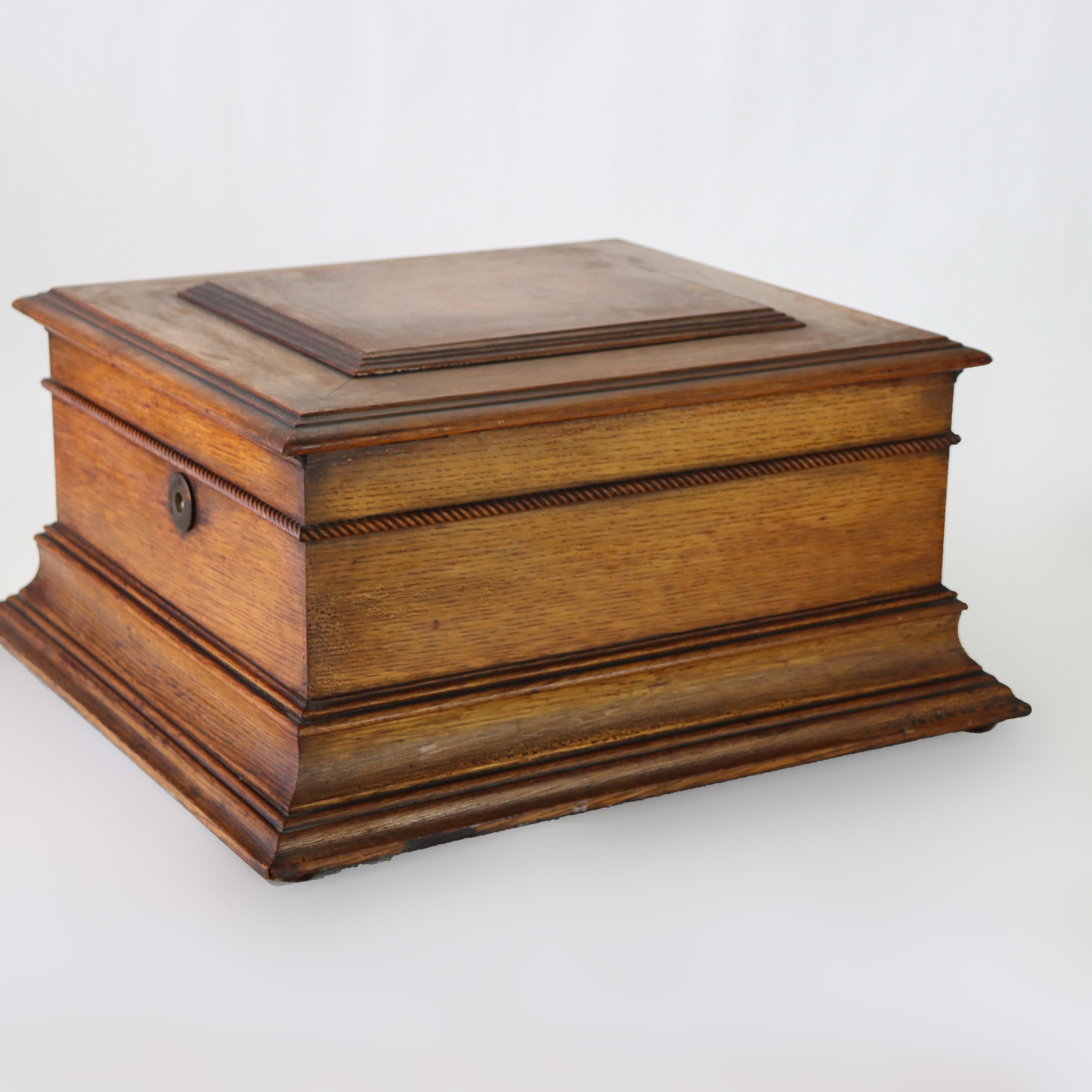 Antique Regina Oak Double Comb Music Box C1890 at 1stDibs