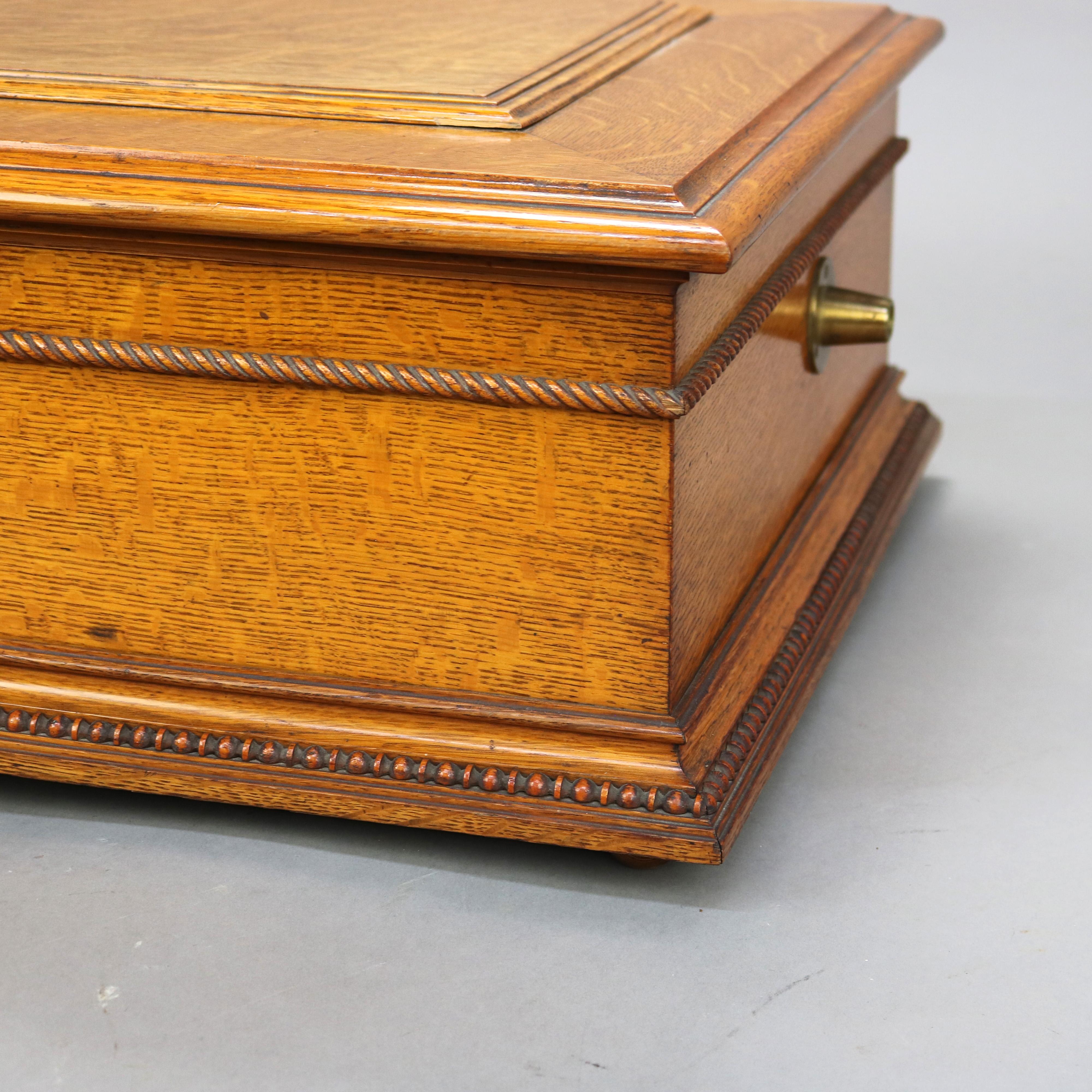 Antique Regina Oak Music Box & 15” Disk C1910 6