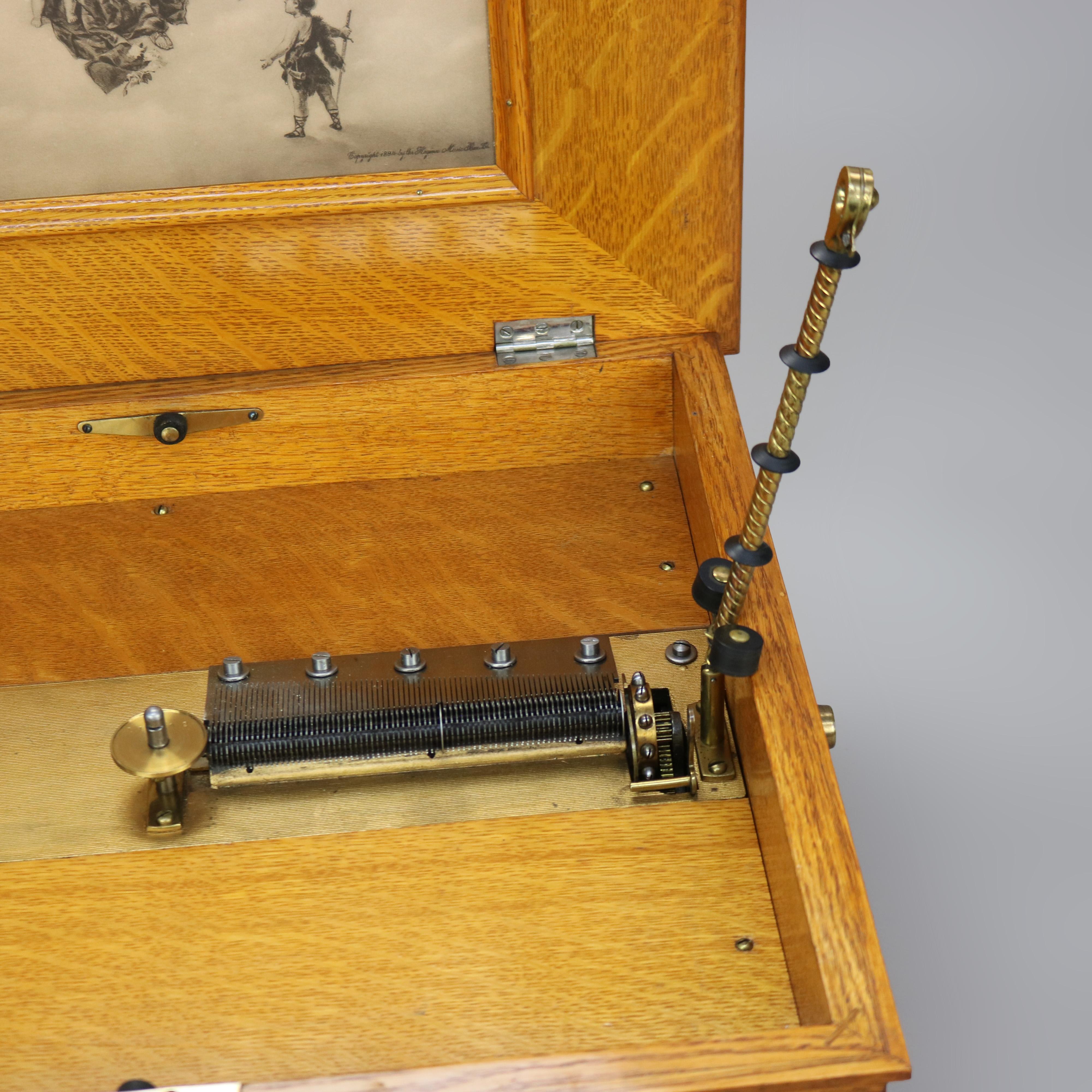 Antique Regina Oak Music Box & 15” Disk C1910 8