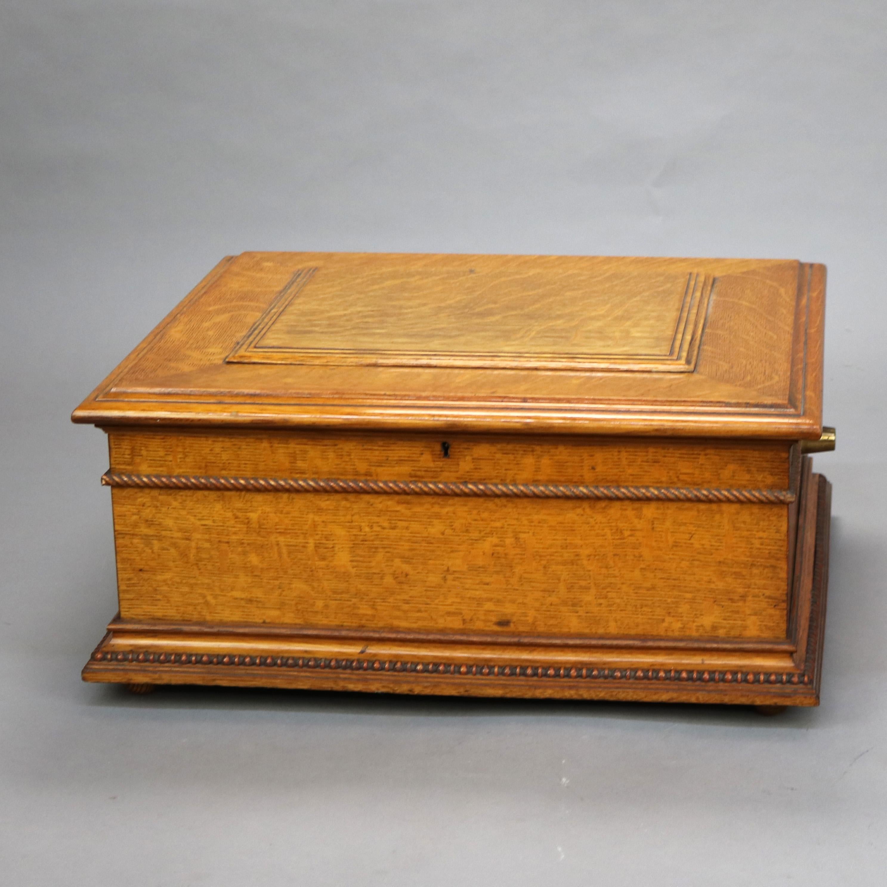 20th Century Antique Regina Oak Music Box & 15” Disk C1910