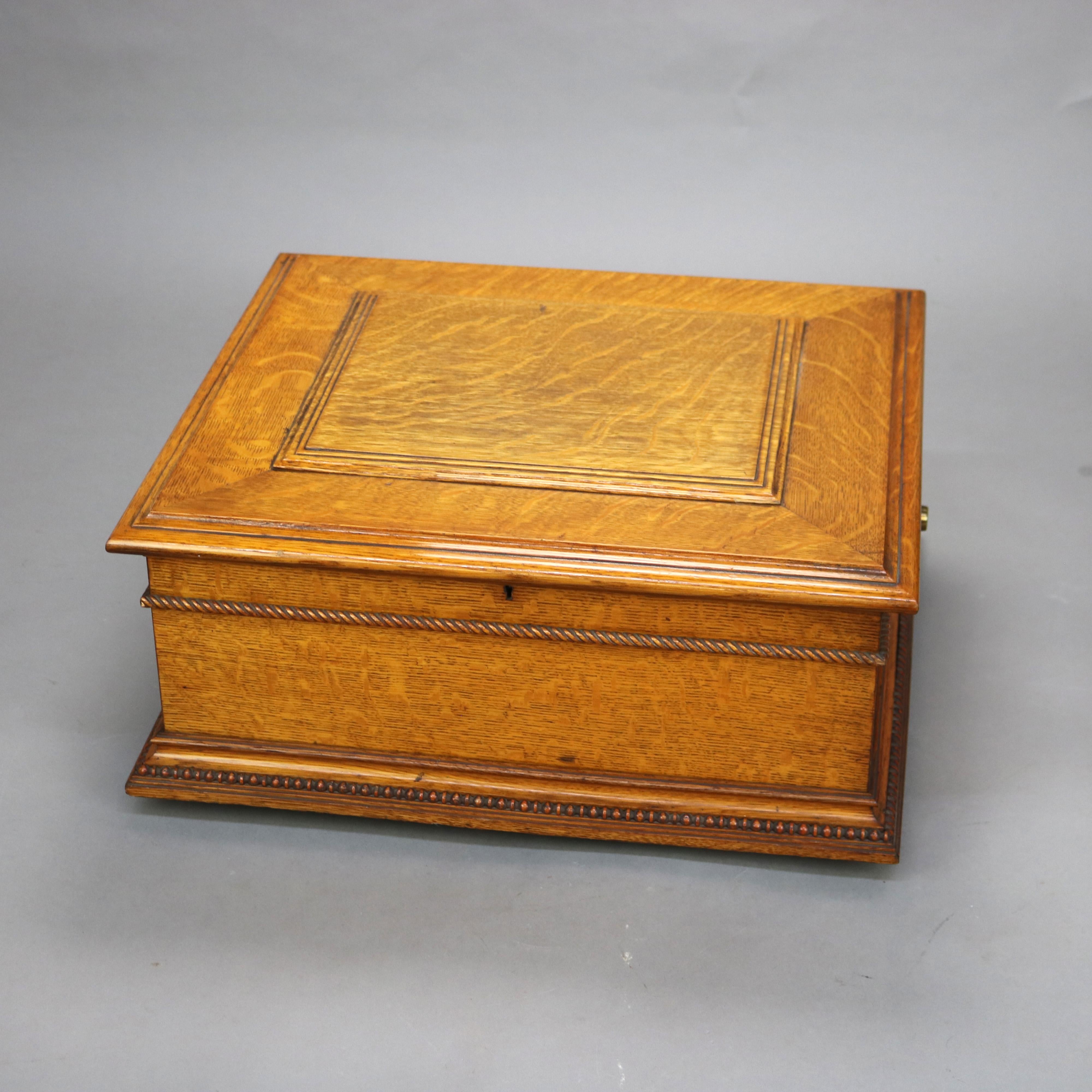 Antique Regina Oak Music Box & 15” Disk C1910 1