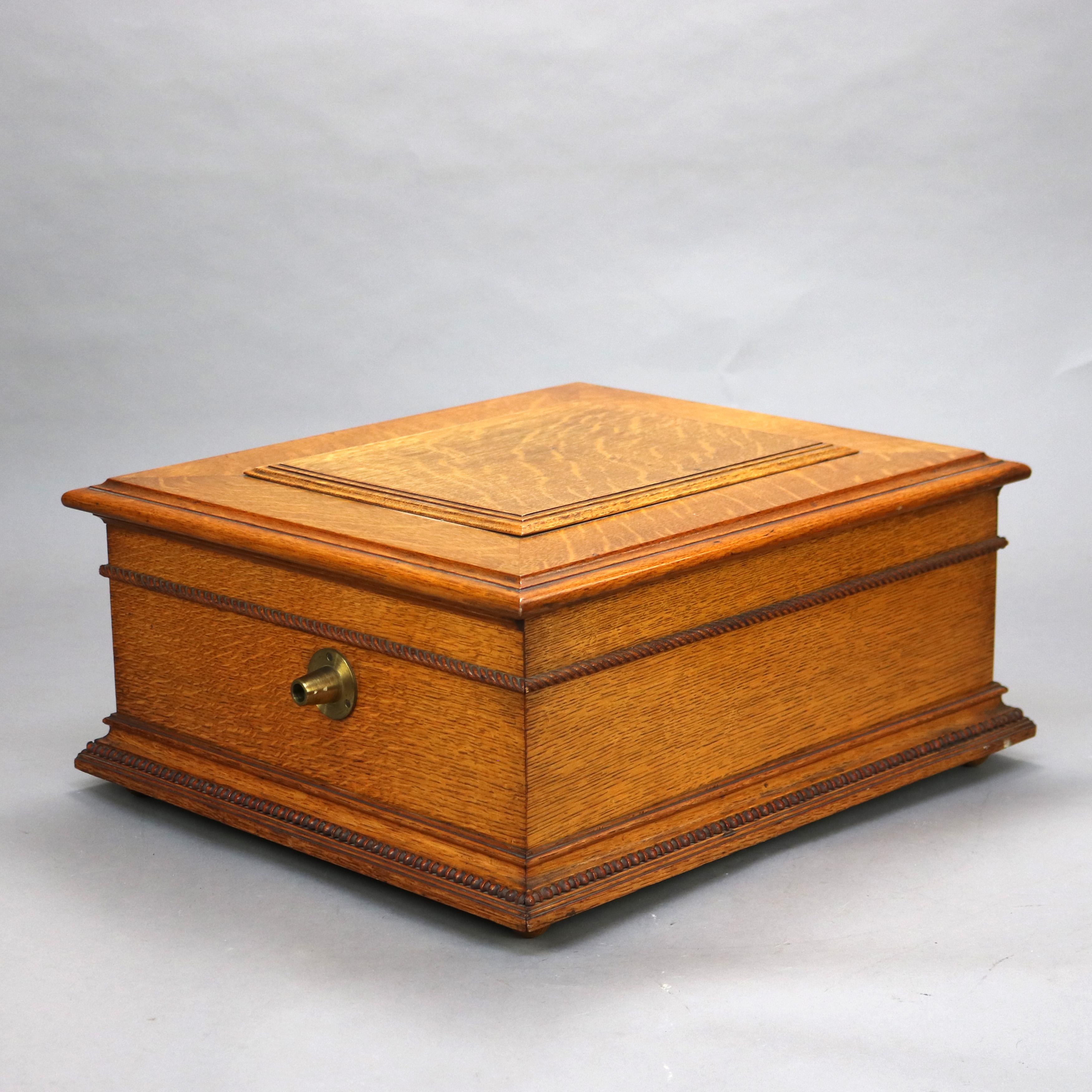 Antique Regina Oak Music Box & 15” Disk C1910 2
