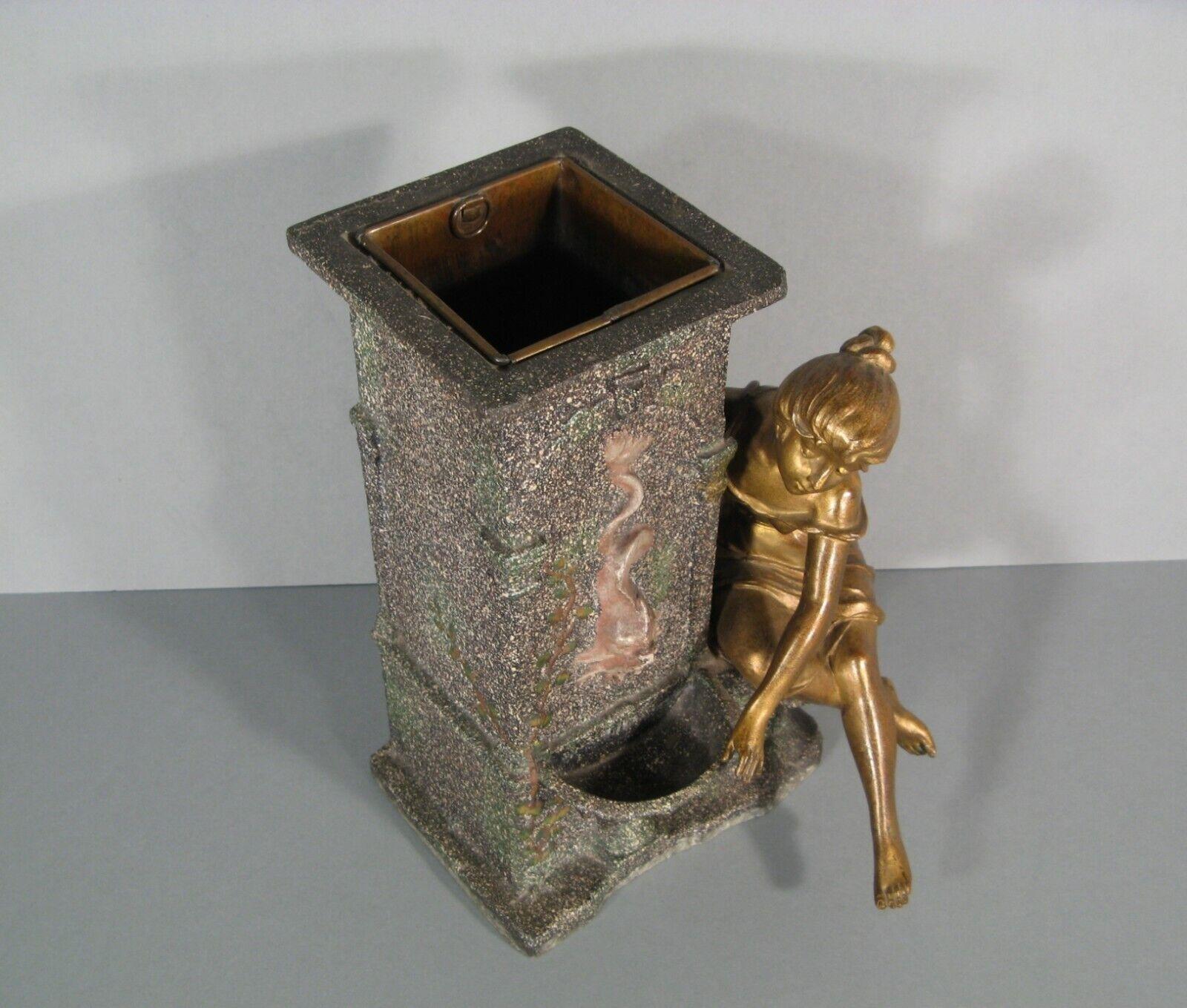 French Antique Régule Vase with Young Woman at Fountain, Inspired by Moreau  - 1Y199