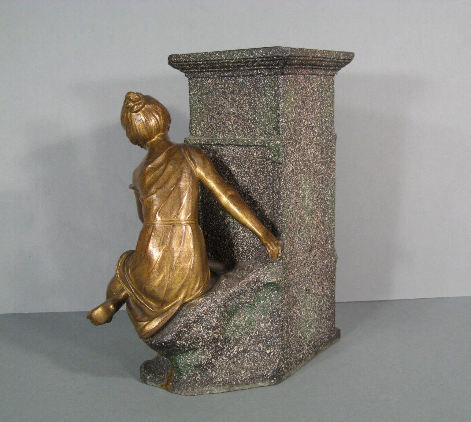 Brass Antique Régule Vase with Young Woman at Fountain, Inspired by Moreau  - 1Y199