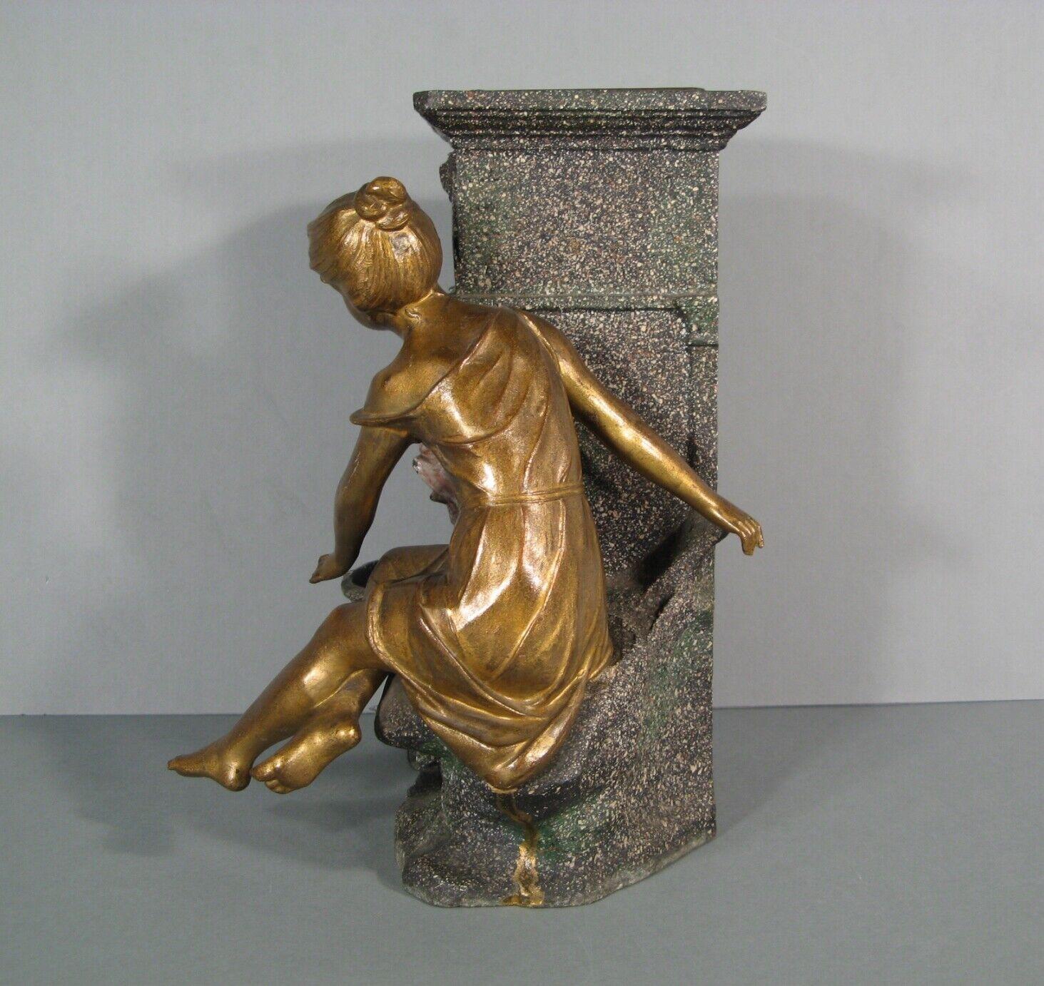 Antique Régule Vase with Young Woman at Fountain, Inspired by Moreau  - 1Y199 1