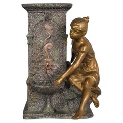 Antique Régule Vase with Young Woman at Fountain, Inspired by Moreau  - 1Y199