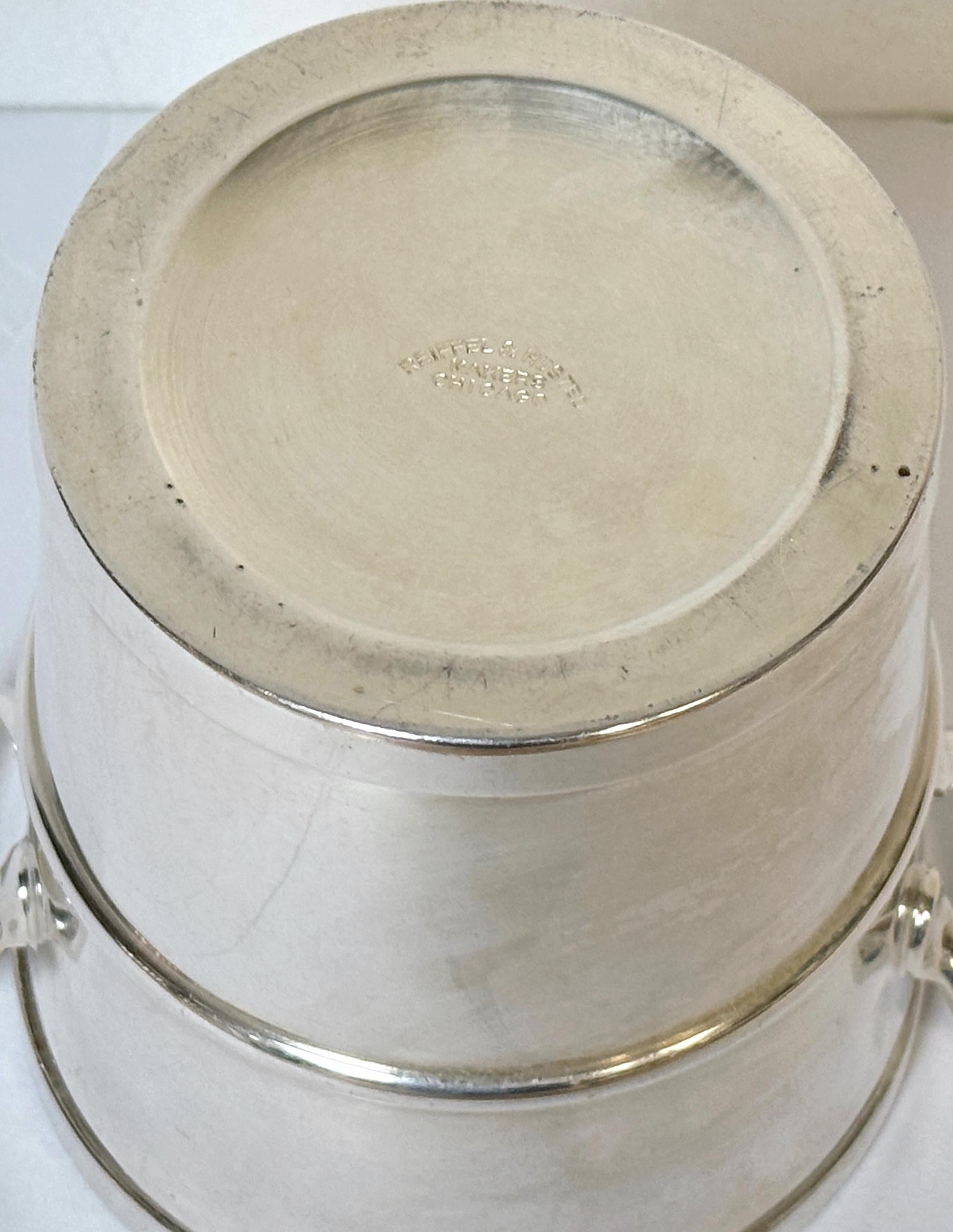 Seau à champagne / glace antique Reiffel & Husted Silverplate USA, design anglais en vente 2