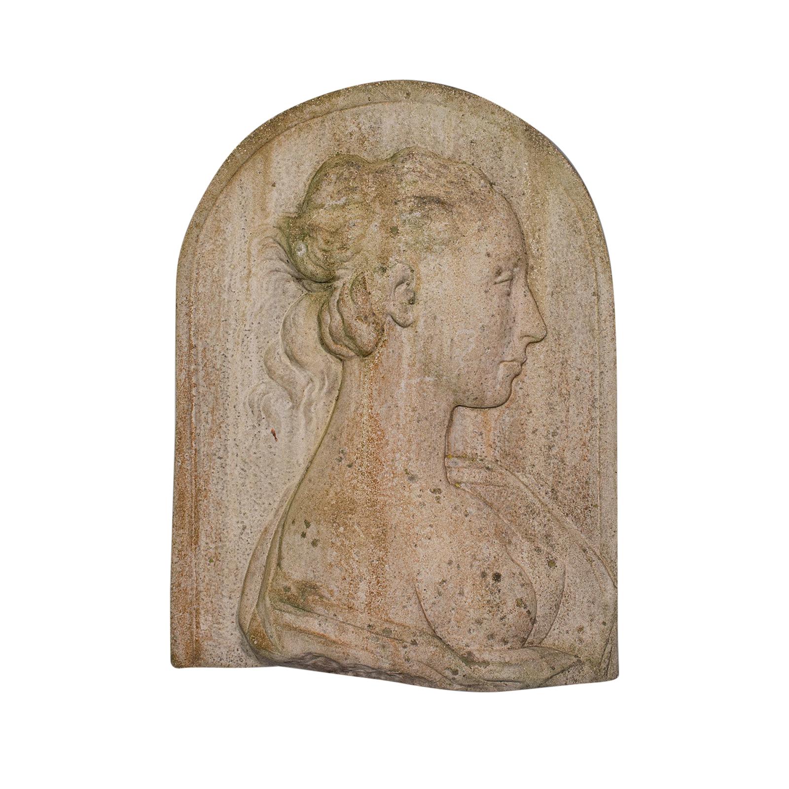 Antique Relief Bust, Italian, Female Masque, Neoclassical, Victorian, Circa 1900