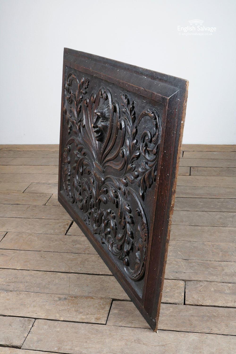 Antique Relief Carved Oak Panel, 20th Century In Good Condition For Sale In London, GB