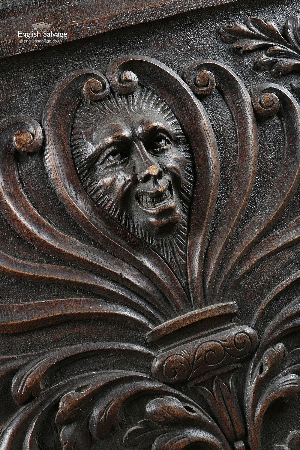 Antique Relief Carved Oak Panel, 20th Century For Sale 1