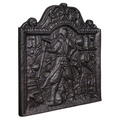 Antique Relief Fire Back, English, Cast Iron, Decorative, Fireplace, Victorian