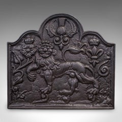 Antique Relief Fire Back, English, Iron, Fireplace Reflector, Victorian, C.1895