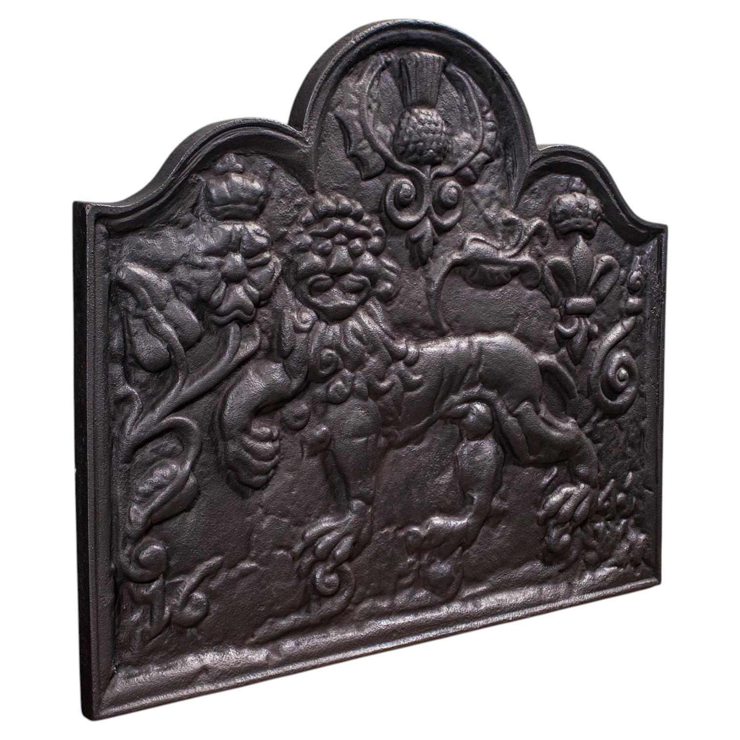 Antique Relief Fire Back, English, Iron, Fireplace Reflector, Victorian, C.1895
