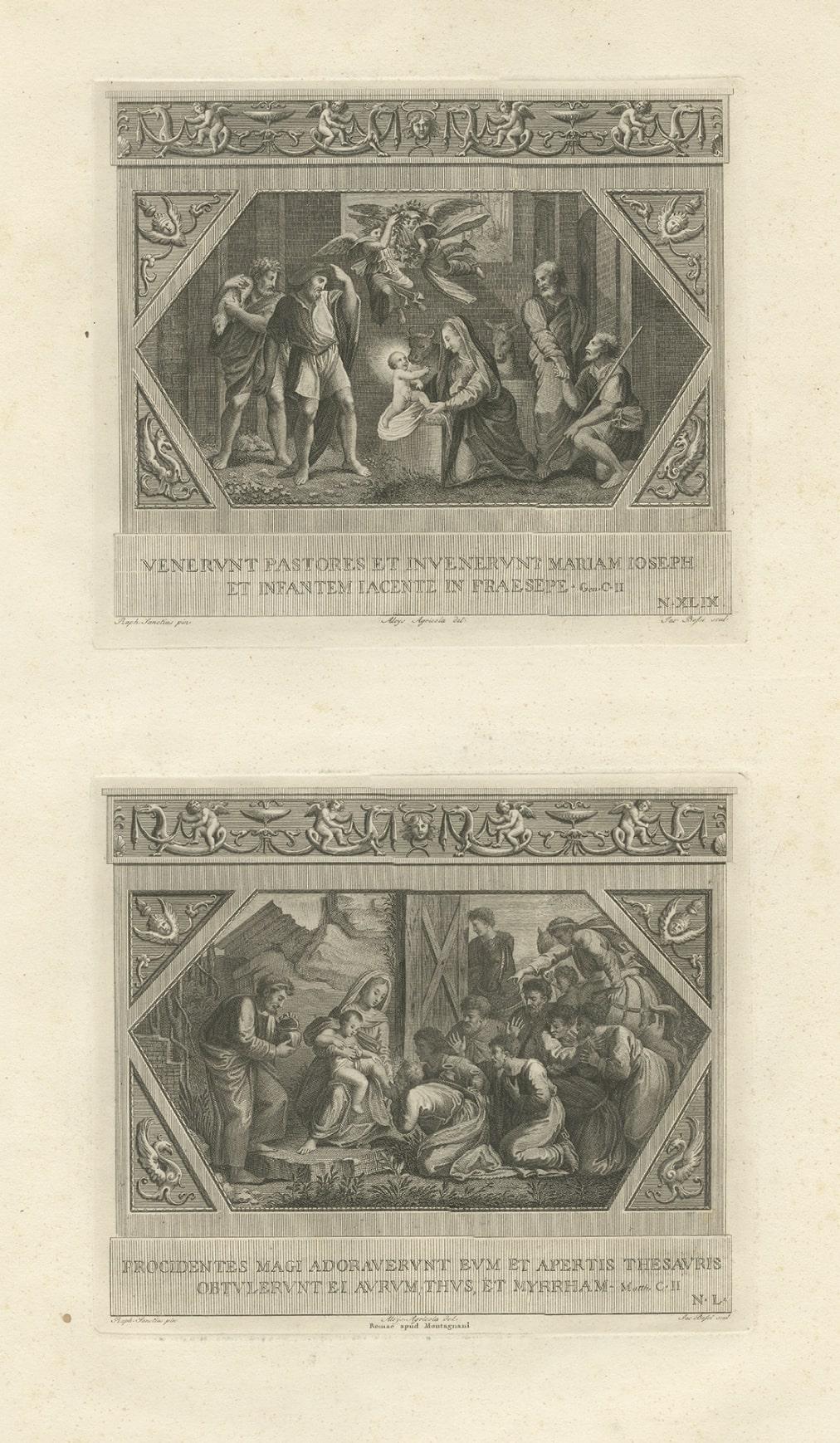 Antique Religion Engraving Illustrating Vatican Frescos Painted by Raphael, 1850 For Sale 1