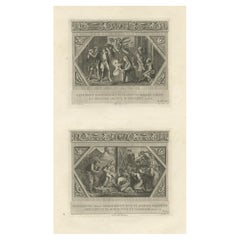Antike religiöse Gravur des Vatikanischen Frescos, Gemälde von Raphael, 1850