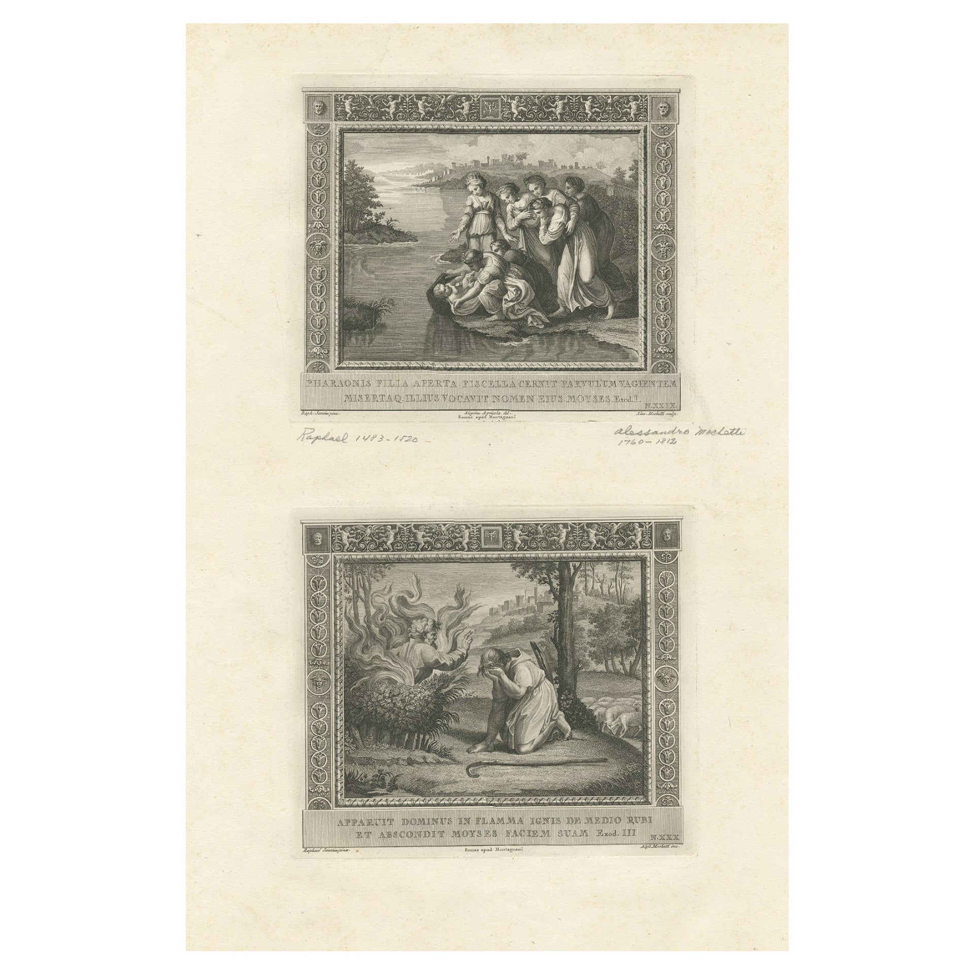 Antiker Religionsdruck mit der Darstellung der Nativity of Christ & Pharaoh''s Dream, 1850