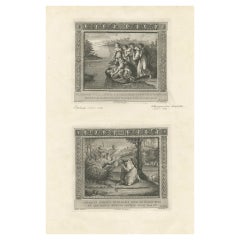Antiker Religionsdruck mit der Darstellung der Nativity of Christ & Pharaoh''s Dream, 1850