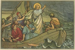 Antique Religion Print of Christ at the Sea of Galilee, 1913