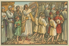 Antique Religion Print of David Dancing Before the Ark, 1913