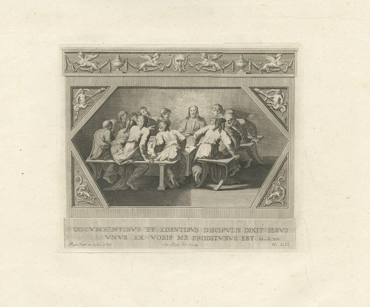 Carta Stampa religiosa antica di Dio che appare a Isacco e Isacco e Rebecca, 1850 ca. in vendita