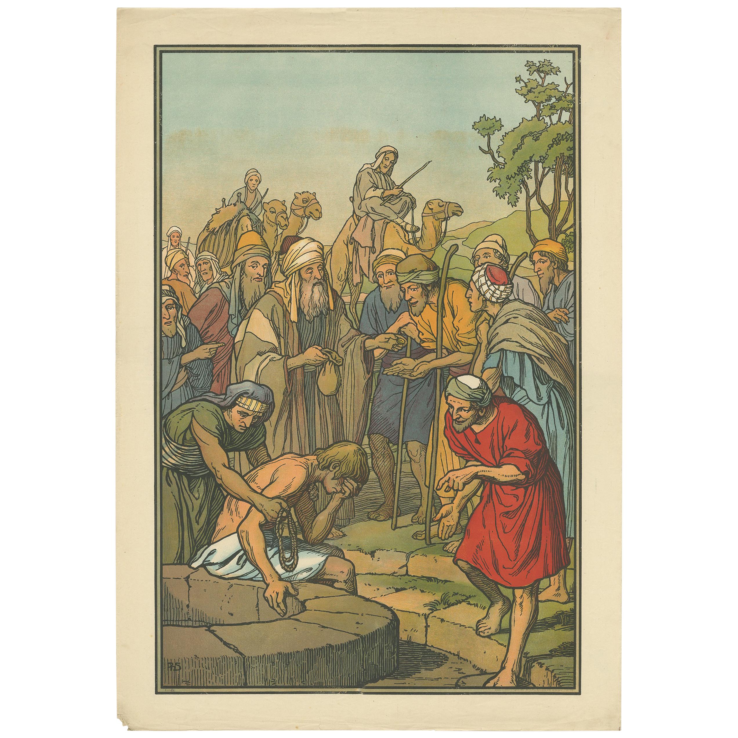 Antique Religion Print of Joseph Sold into Slavery (1913) For Sale