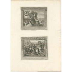 Antique Religion Print of Moses on Mount Sinai Receiving the Stone Tablets