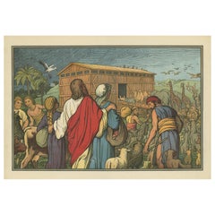 Antique Religion Print of Noah's Ark, 1913