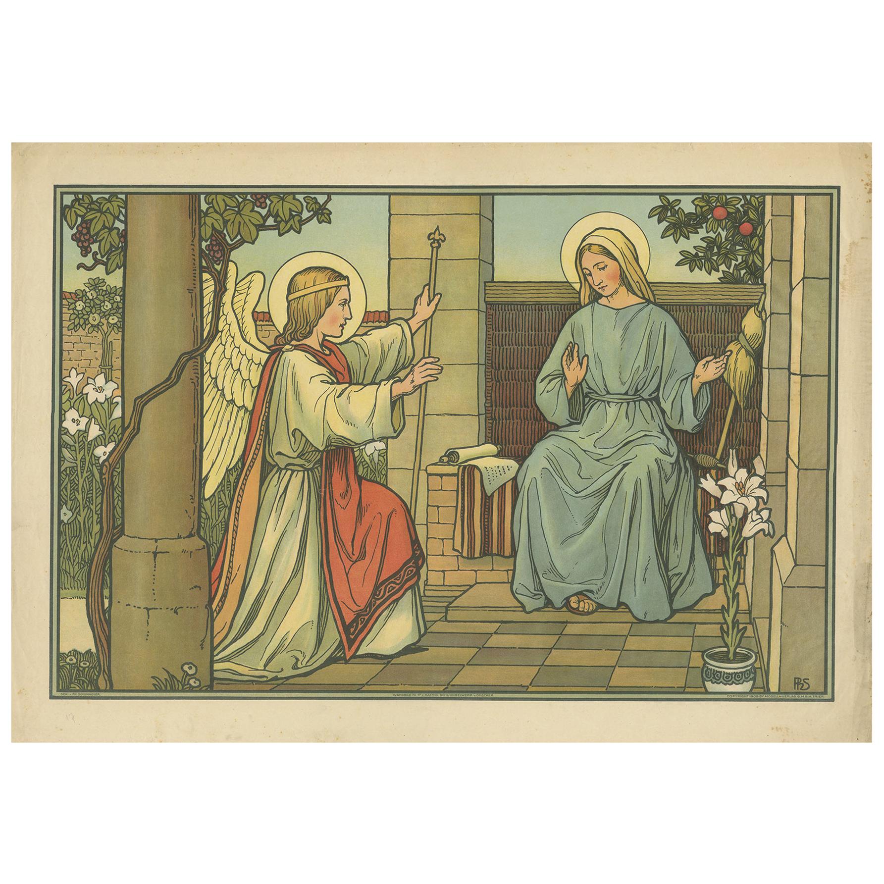 Antique Religion Print of the Presentation of Jesus in the Temple