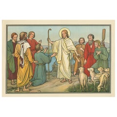 Antique Religion Print of the Appearance of Jesus '1913'