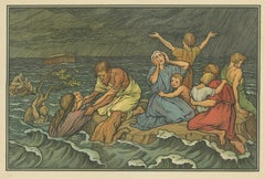 Gravure religieuse ancienne représentant le Déluge, « 1913 »