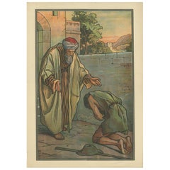 Antique Religion Print of the Parable of the Prodigal Son, 1913